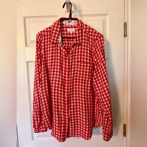 Lucky Brand Red and White Plaid Shirt size L